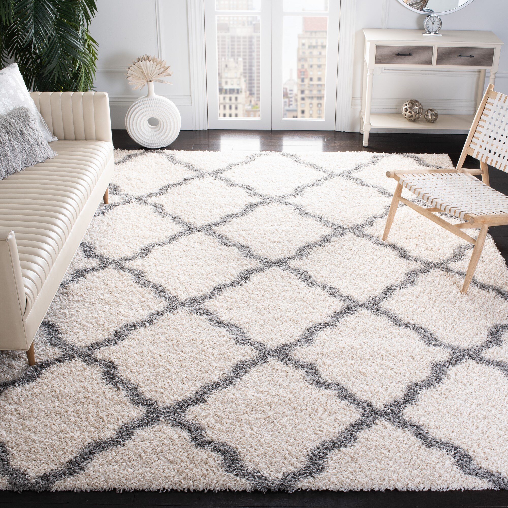 Kumar Rugs & Carpet Handmade Modern Non-Shedding Stain Resistant Living Room Bedroom Area Rug 5' x 8',White Navy Home 