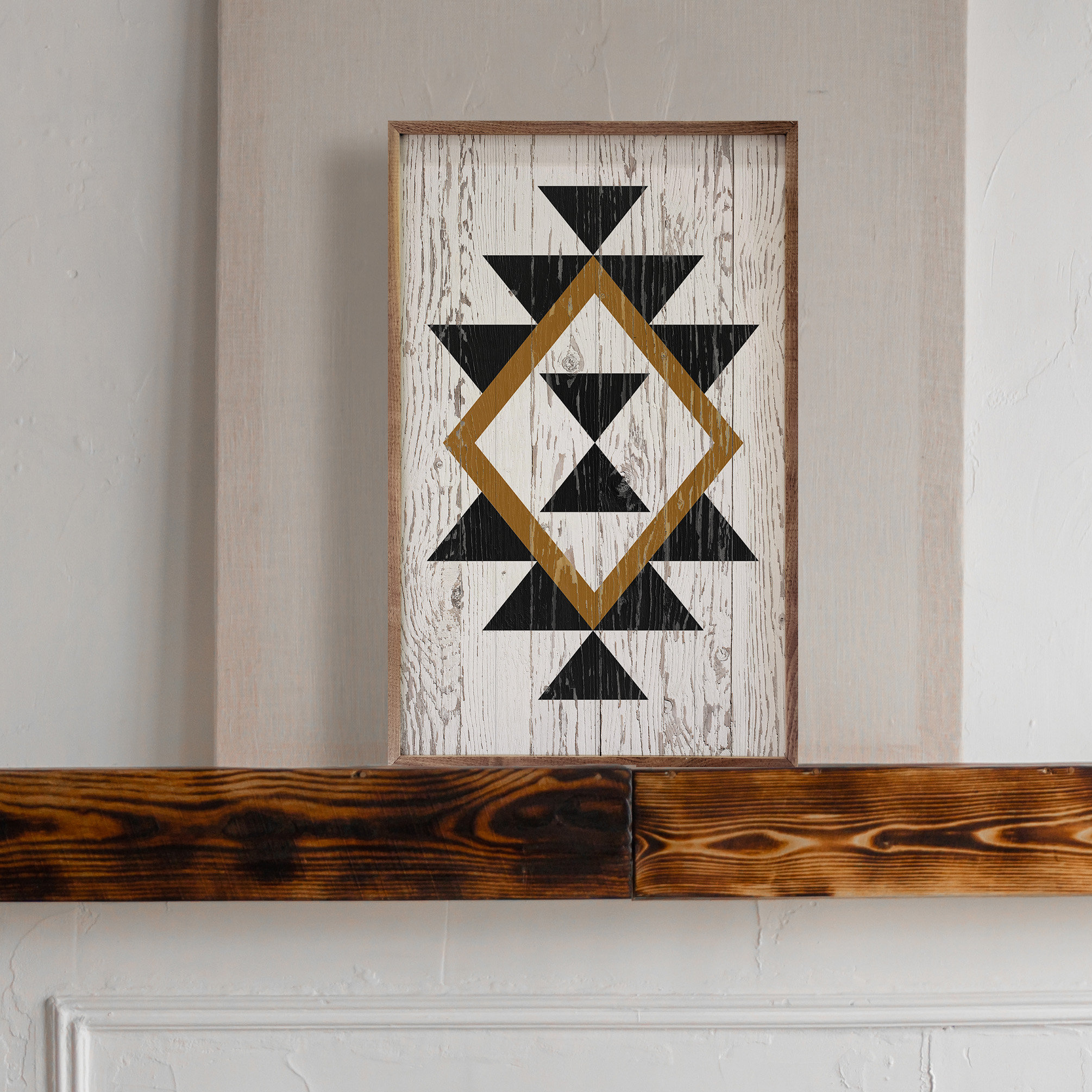 Union Rustic Pattern Black And Gold Southwest - Picture Frame Graphic ...