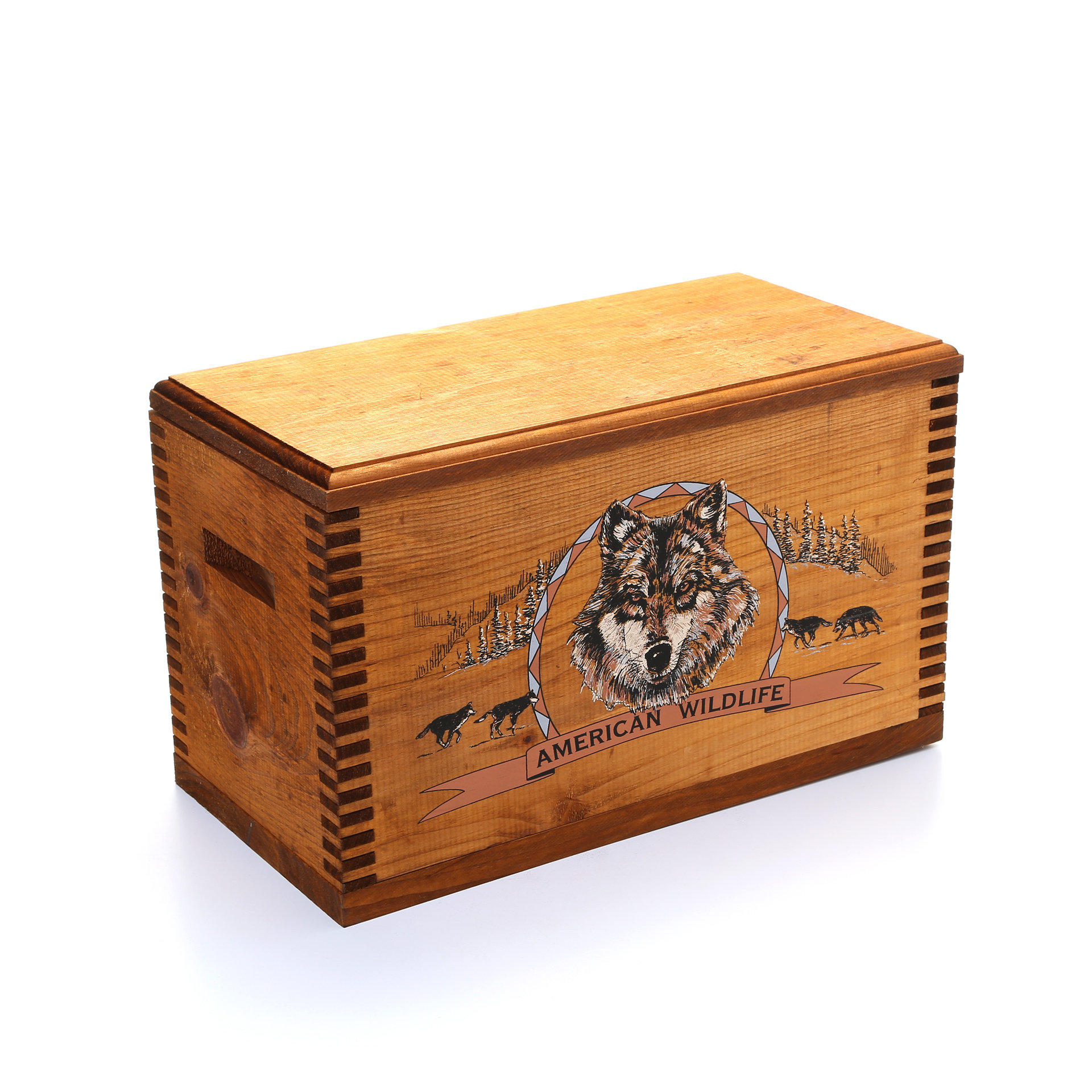 Loon Peak® Wooden Accessory Box with "Wildlife Series" Wolf Print