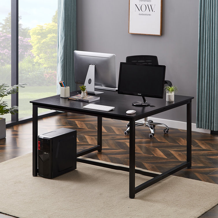 Inbox Zero Home Office Extra Large Computer Desk 47 X 47 Inch Two Person Writing Desk Black Wayfair