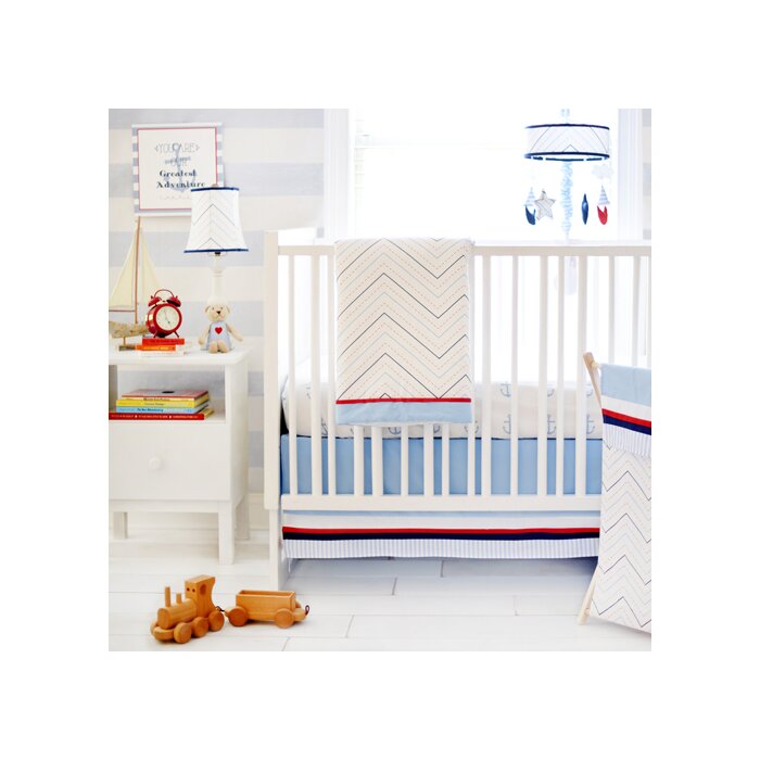 My Baby Sam First Mate 3 Piece Crib Bedding Set Blue Navy Red