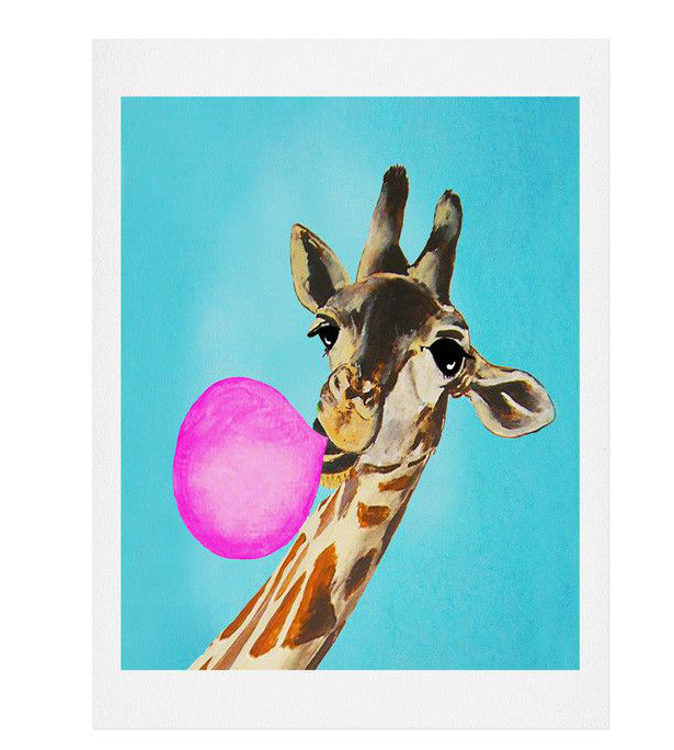 East Urban Home Giraffe Blowing Bubblegum Painting Print Reviews