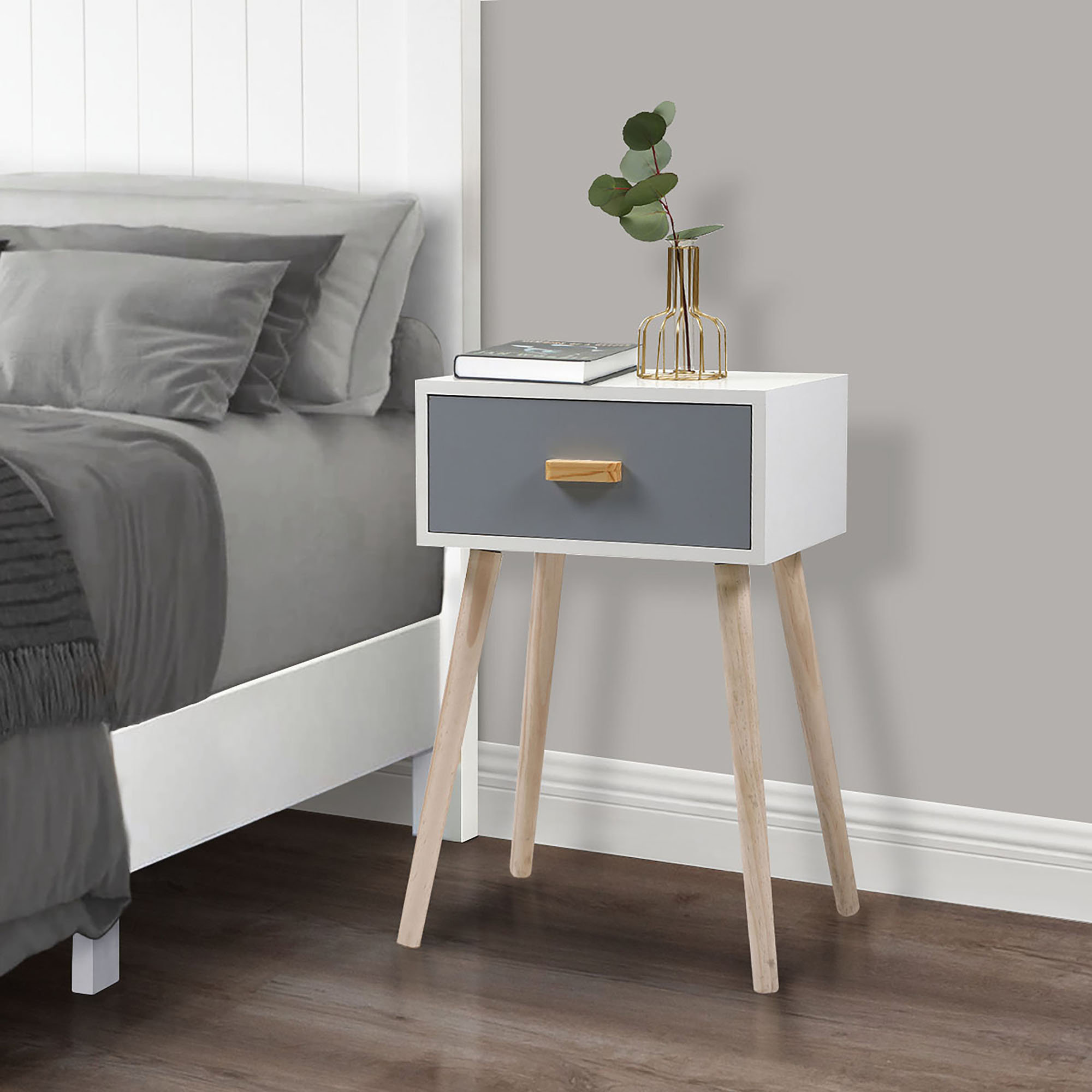 Corrigan Studio® Set Of 2 Nightstand, Wooden Bedside Table, End Table