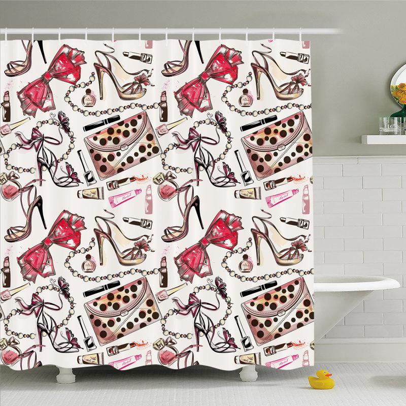 East Urban Home Fashion House Female Shoes Lipstick Perfume Accessory Fancy Items For Beauty Image Shower Curtain Set Reviews Wayfair