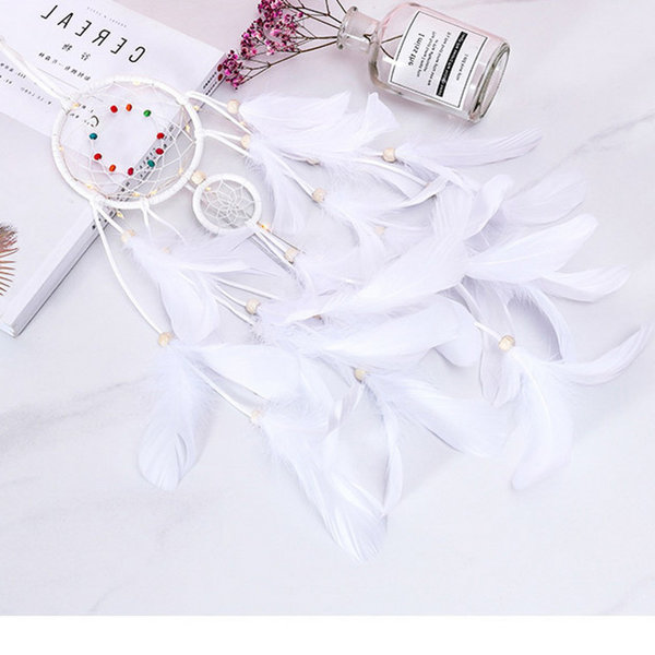 1Pc Indian Handmade Dream Catcher Car Wall Hanging Decor White Mural Tassel