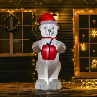 Home Accents LED Polar Bear With Tie  6.5 ft Inflatable Airblown Lights Up 