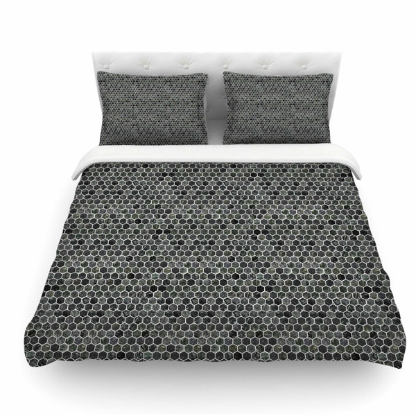 KESS InHouse Nandita Singh White /& Black Funny Polka Dots Black Abstract Queen Comforter 88 X 88