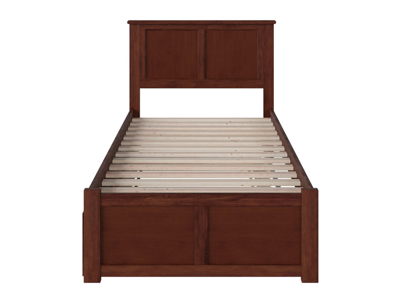 Lampley Solid Wood Platform Bed with Trundle by Harriet Bee Size: Twin, Color: White