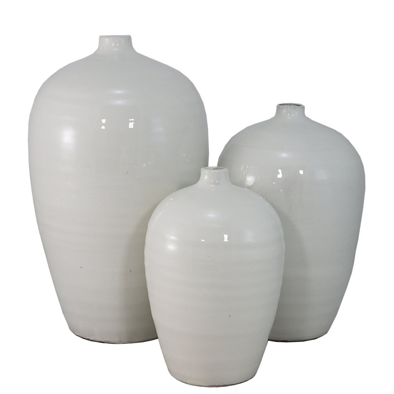 3 Piece White Table Vase Set