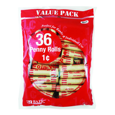 36 Ct Coin Wrappers Bazic Denomination Penny