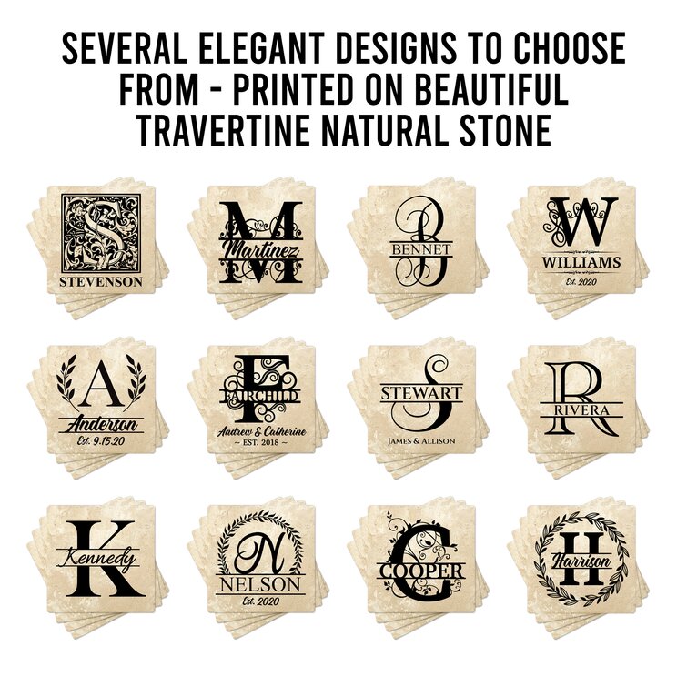 Customizable Monogrammed Thirstystone Sandstone Coasters Set of 4