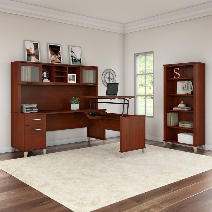 Ebern Designs Stubblefield Height Adjustable L Shape Standing Desk