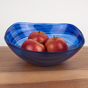 Aishah Glass Square Decorative Bowl in Blue