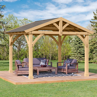 Go to store & view more images Cedar Carolina 13 Ft. W x 11 Ft. D Solid Wood Patio Gazebo by Yardistry