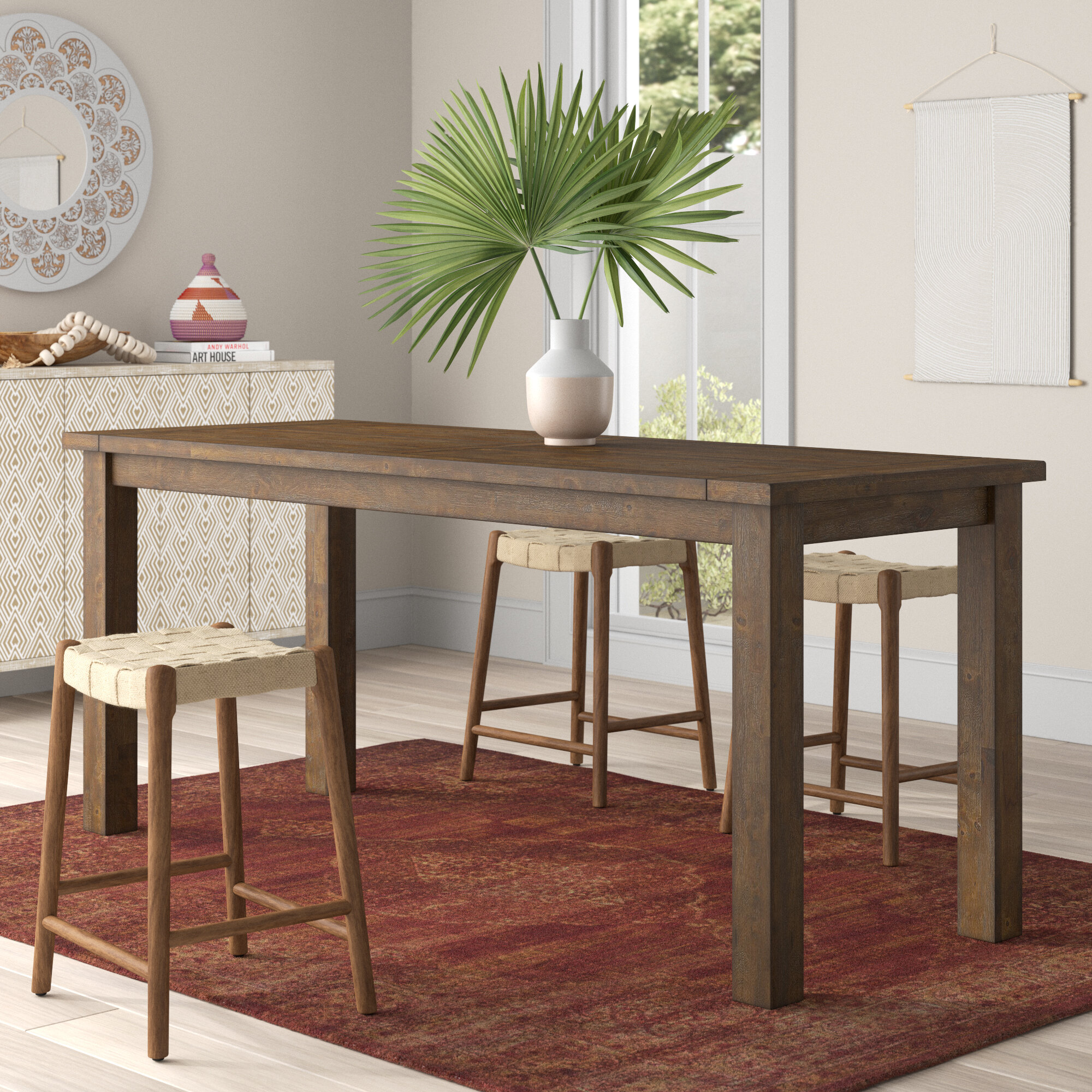 counter height dining table solid wood