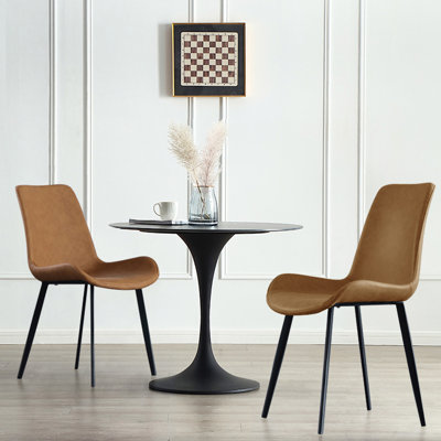Monkstown Faux Leather Upholstered Modern Dining Chair Side Chair with Carbon Steel Legs