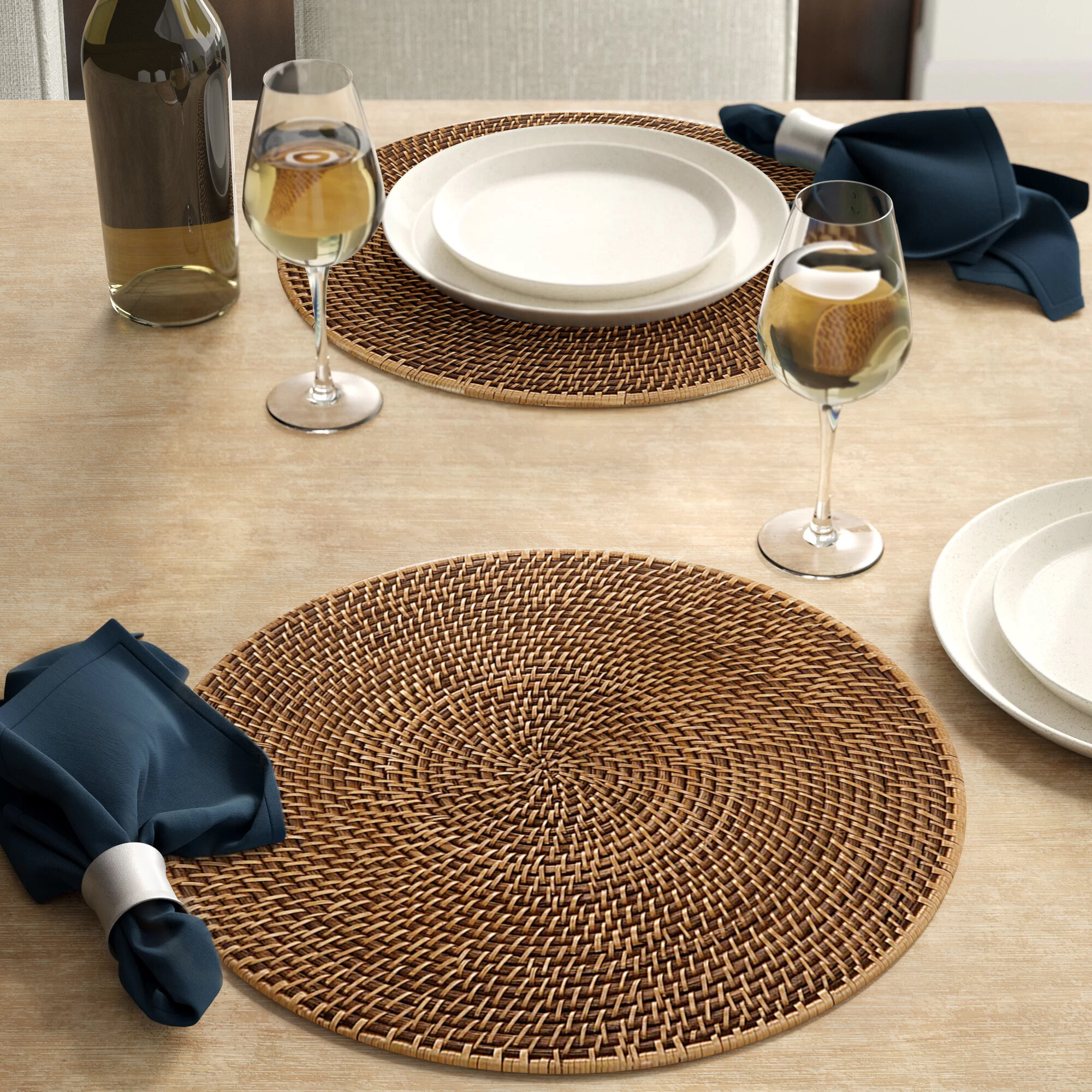 12x16inch JYMBK Rattan Woven Placemats,oval Round Table Mats,non Slip Heat Resistant Place Matv,natural Multipurpose Placemat,trivets For Hot Dishes Oval 30x40cm 