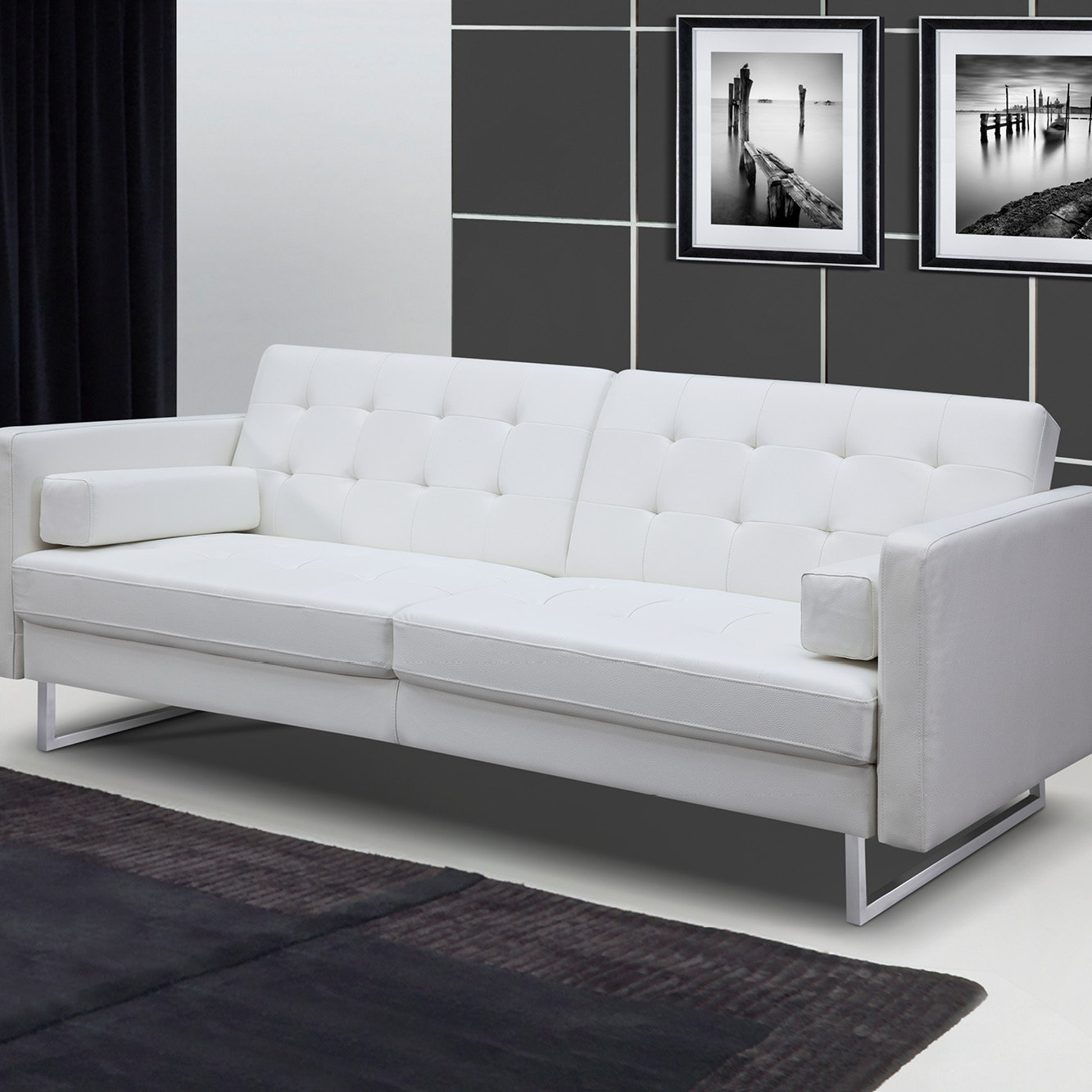 Orren Ellis Växjö 87'' Vegan Leather Sleeper Sofa & Reviews Wayfair