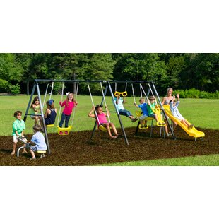 2 Unit Swing And Seesaw Set Children Playground Garden Fun Summer Toy 