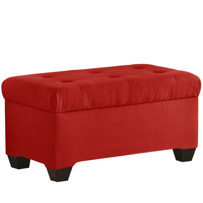 Alcott Hill Linen Upholstered Storage Bench