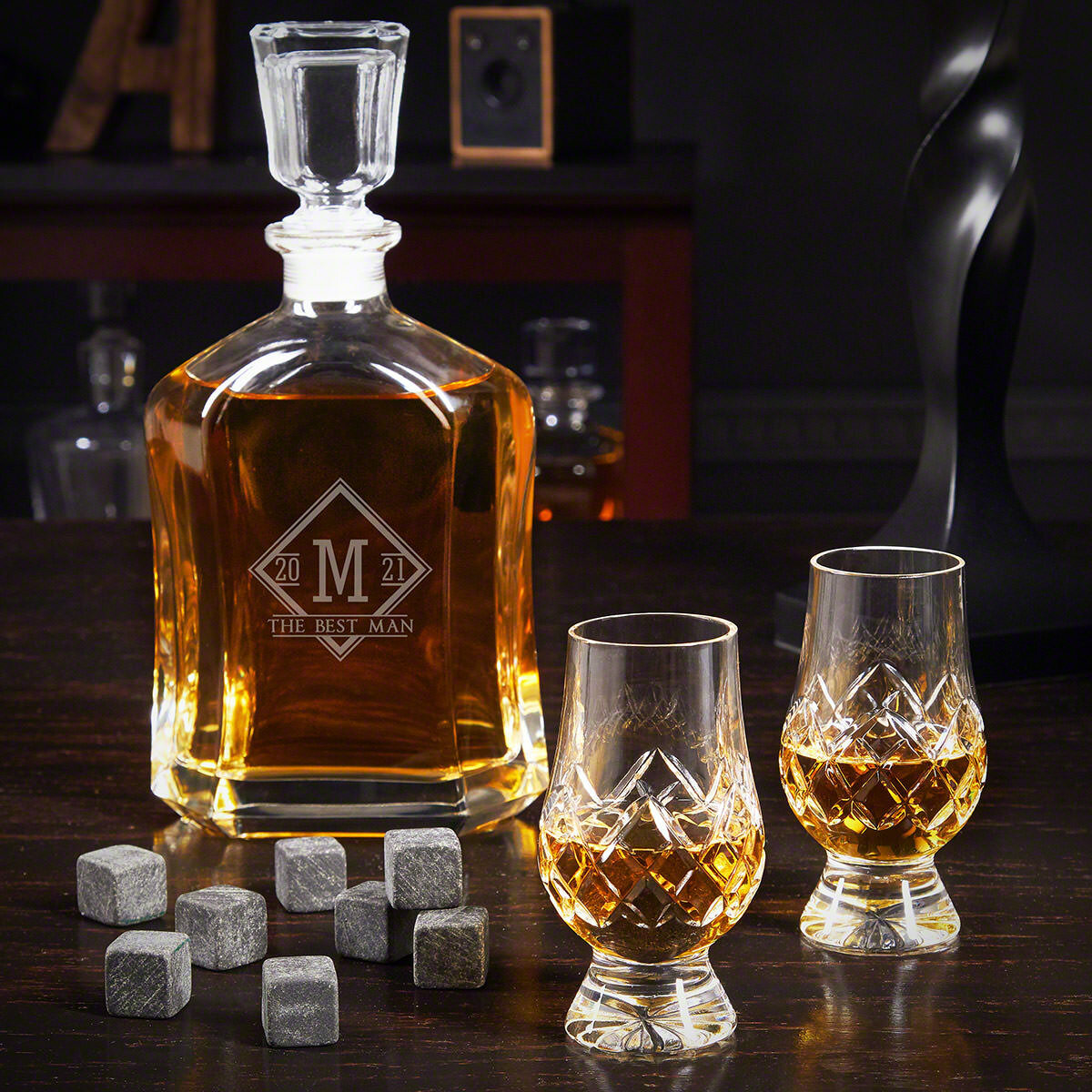 Crystal Whiskey Decanter Set Glass Brandy Carafe Scotch Vodka 7X Vintage No Tax!