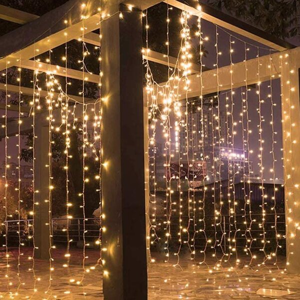 Remote Control Curtain String Lights Waterproof String Lights Copper Plastic 