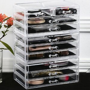 Acrylic Makeup 3 Piece Freestanding Cosmetic Organizer Set
