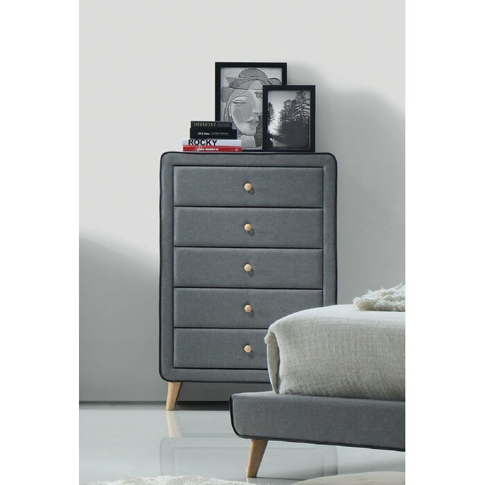 Corrigan Studio Bybee Fabric 5 Drawer Chest Wayfair