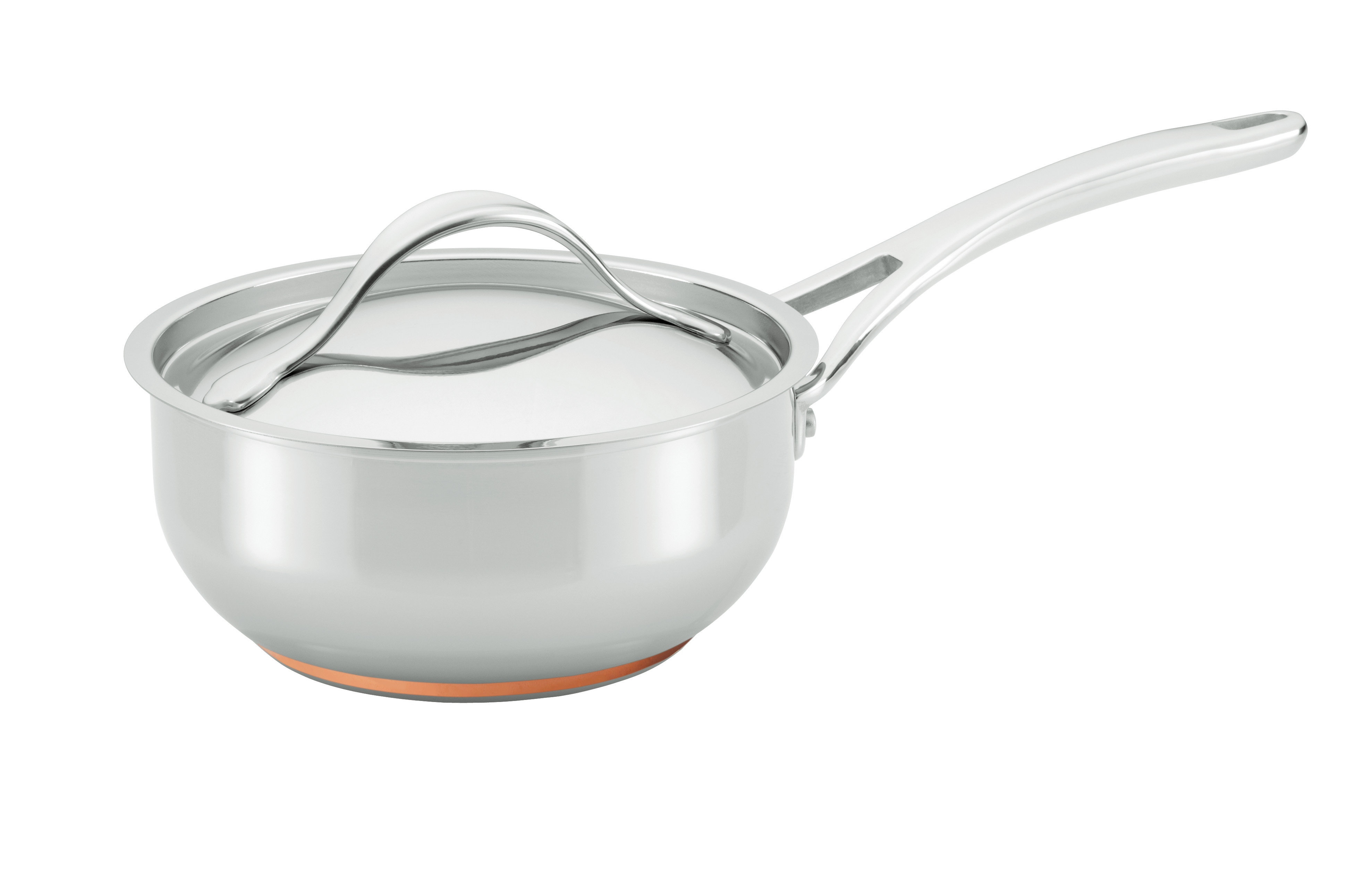 Anolon Nouvelle Copper Stainless Steel 2 5 Qt Saucepan With Lid Reviews Wayfair