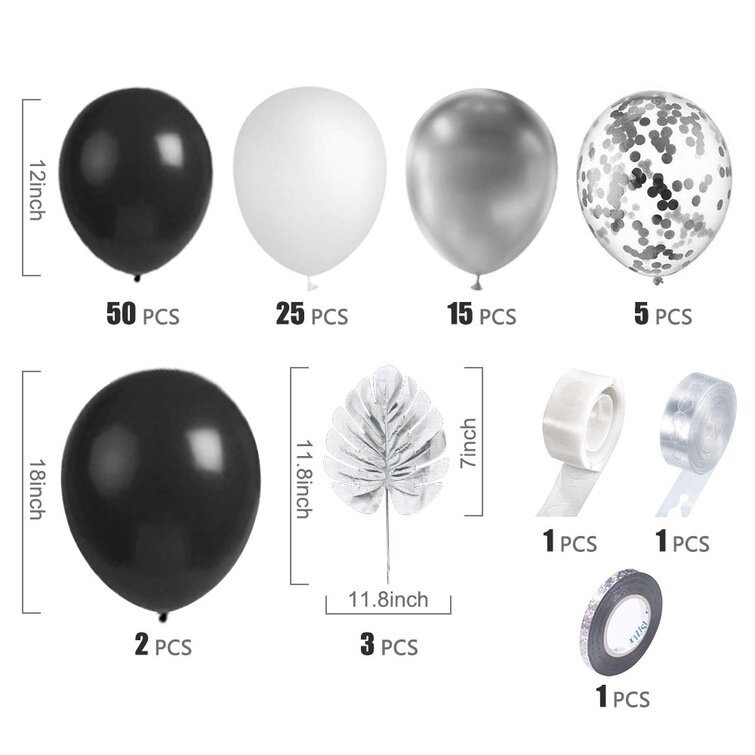 Black Silver & Clear Printed 30th BIRTHDAY BALLOONS Party Decorations x 15