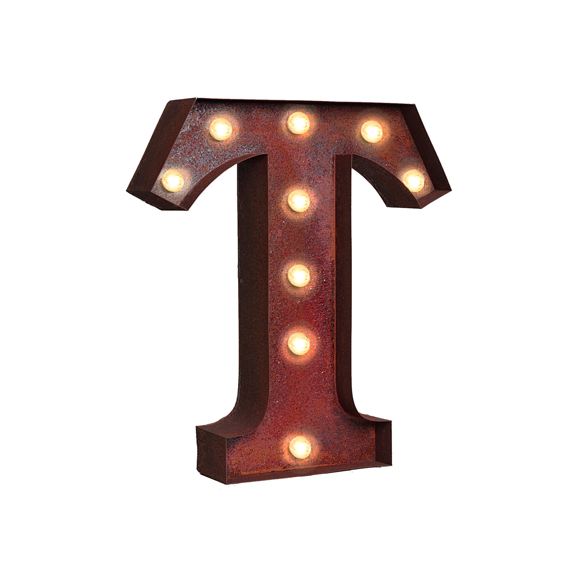 LETTER t Retro Marquee Channel Letter t Vintage Sign Blue with LED Lights