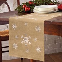 13 x 72 Inches Indoor or Outdoor Parties Tifeson Burlap Christmas Table Runner Rustic Christmas Joy Table Runner for Xmas Holiday Family Gathering Dinner Table Decorations