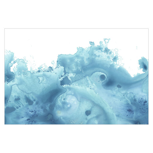 Watercolour Waves in Turquoise 2.55m x 3.84m Textured Matt Peel & Stick Wall Mural East Urban Home
