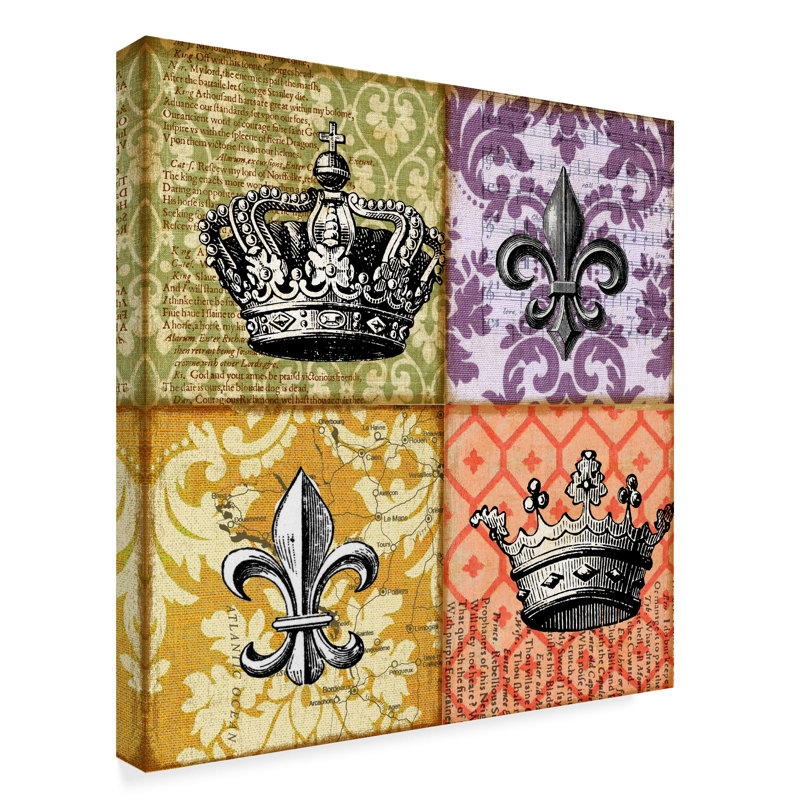 Fleur De Lis Living Crown And Fleur Acrylic Painting Print On