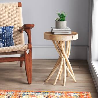 mader solid wood pedestal end table