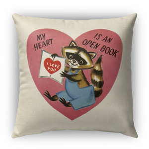 My Heart Is An Open Book Burlap Indoor/Outdoor Throw Pillow