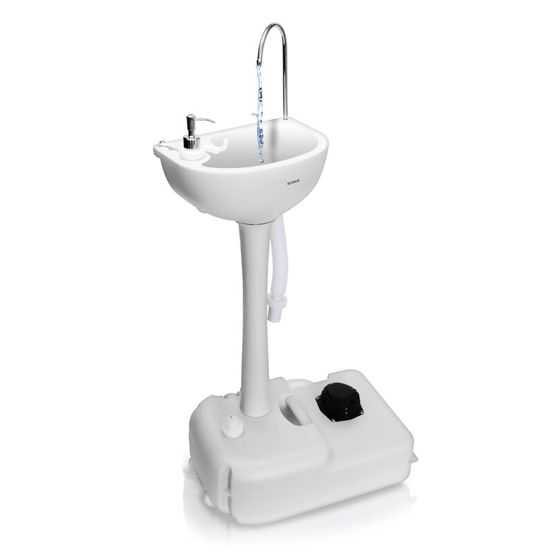 Serenelife Portable Plastic 26 Pedestal Bathroom Sink With Faucet
