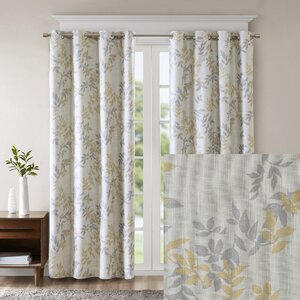 Myerstown Printed Botanical Nature/Floral Blackout Thermal Grommet Single Curtain Panel