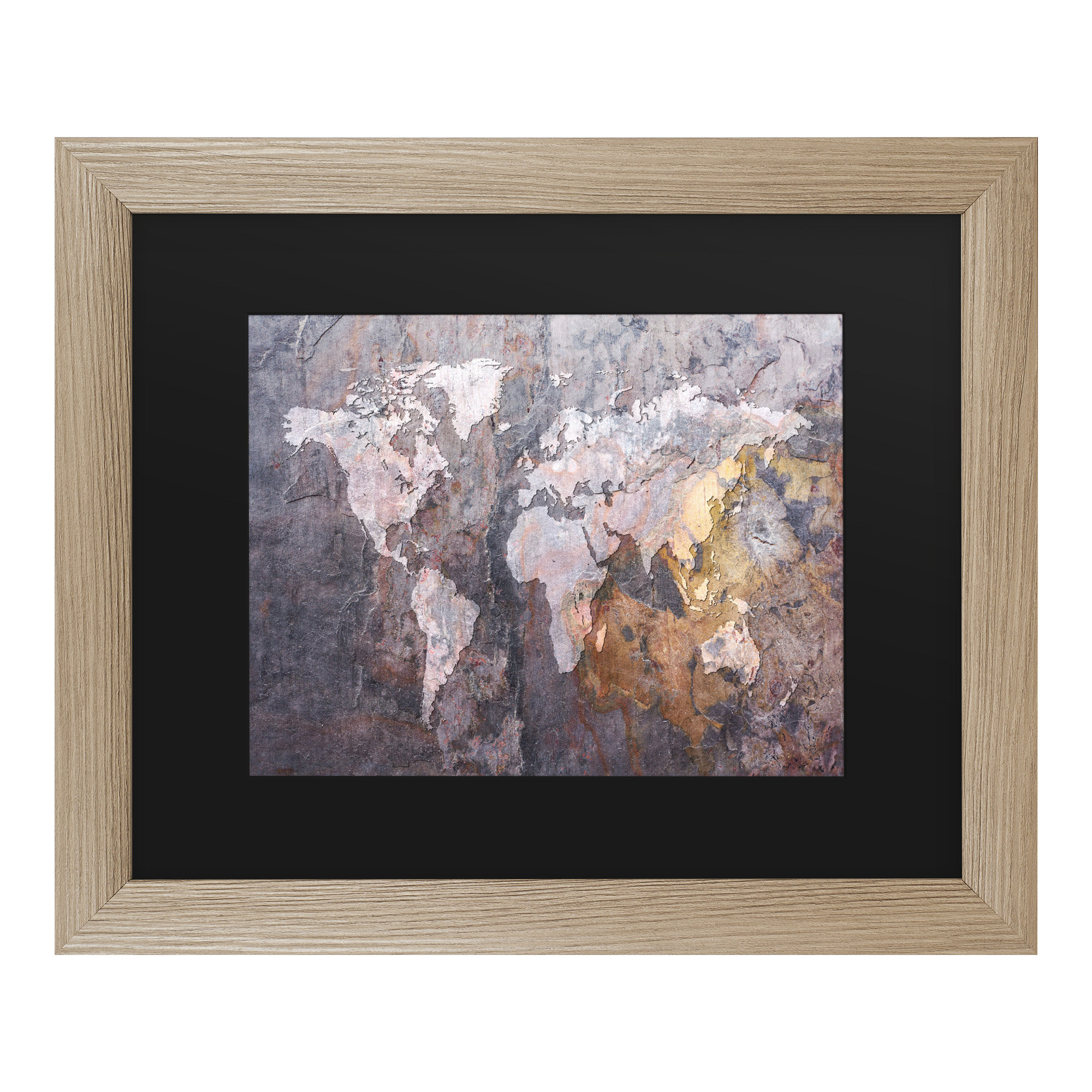 Wrought Studio World Map Rock Framed Graphic Art Print On Canvas Wayfair