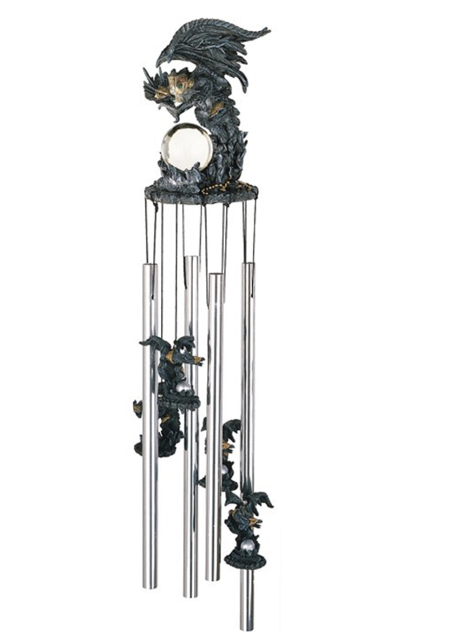 Wind Chime Round Top Dragon Hanging Garden Porch Decoration 19/" Overall Length