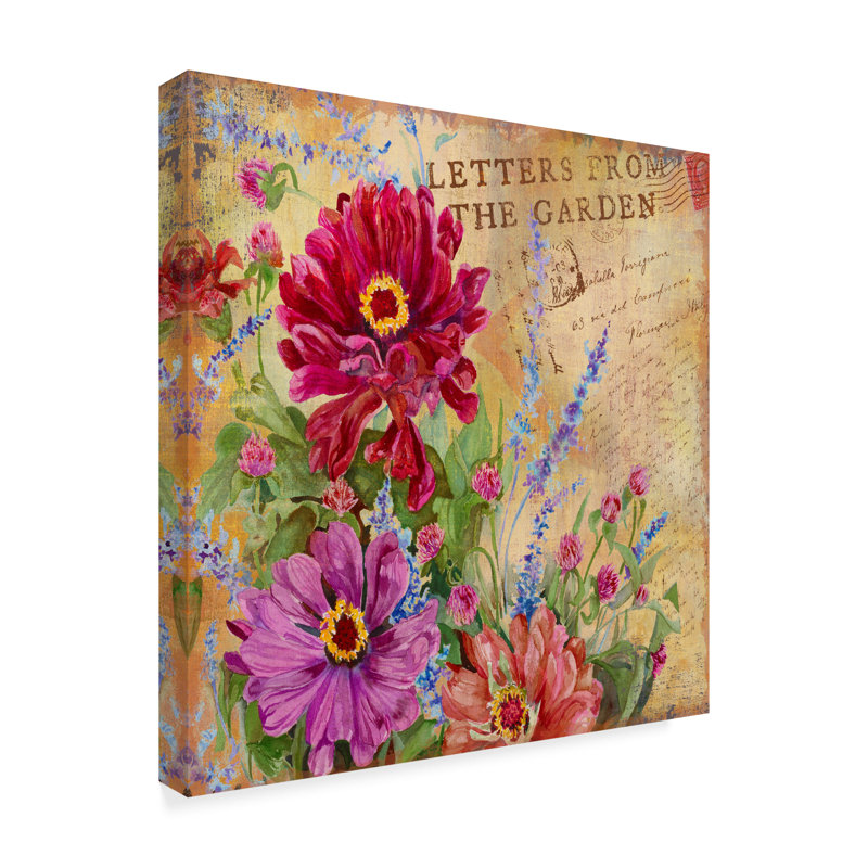 Trademark Art Letters From The Garden Red Acrylic Painting Print