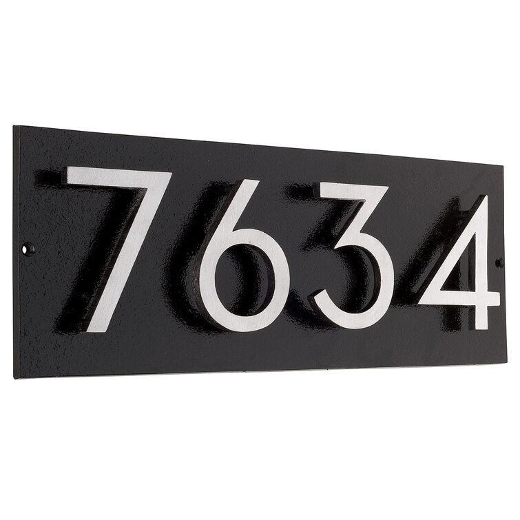 Black/Silver Montague Metal PCS-0053S2-W-BS 9.75 x 15.5 Two Line Address Sign Plaque Standard