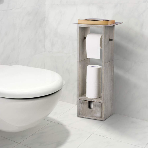 Haitral Nex Toilet Paper Holder Real Wood Bathroom Toilet Tissue Paper Roll Holder Stand And Dispenser With Storage And Drawer Rustic Grey Nx Hk126 38 Reviews Wayfair Ca