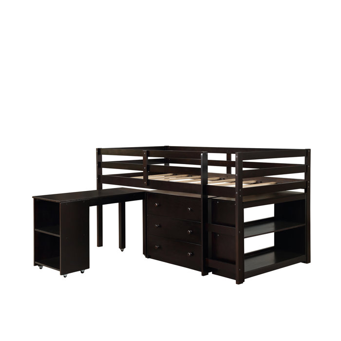 Harriet Bee Alkire Twin Low Loft Bed With Bookcase And Drawers