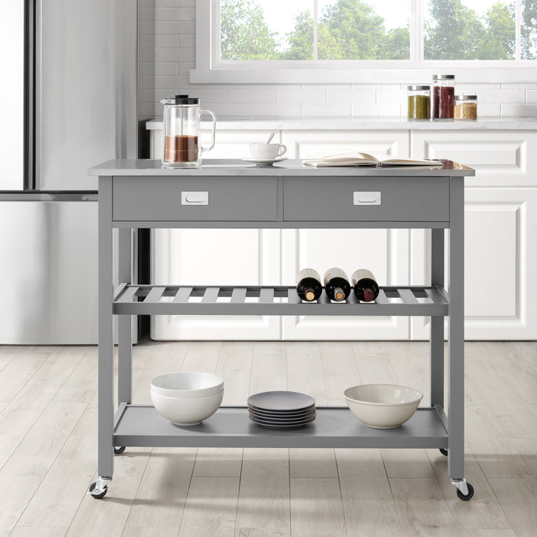 Mercury Row Ansell Kitchen Island With Stainless Steel Top Reviews Wayfair