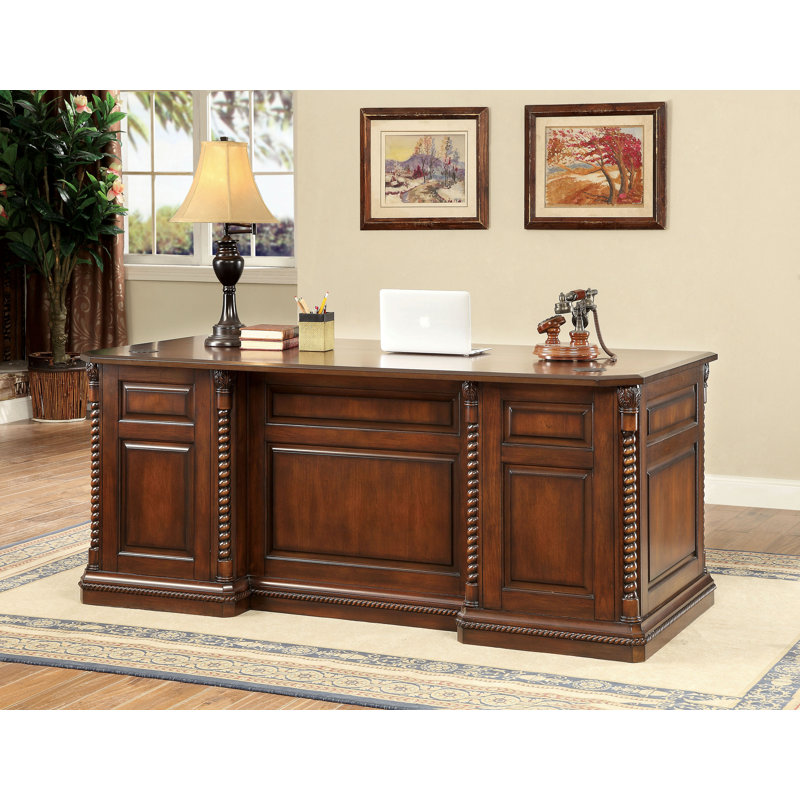 Darby Home Co Ardnaglass Traditional Dark Oak Executive Desk Wayfair