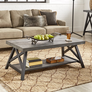 walnut effect light gray coffee table