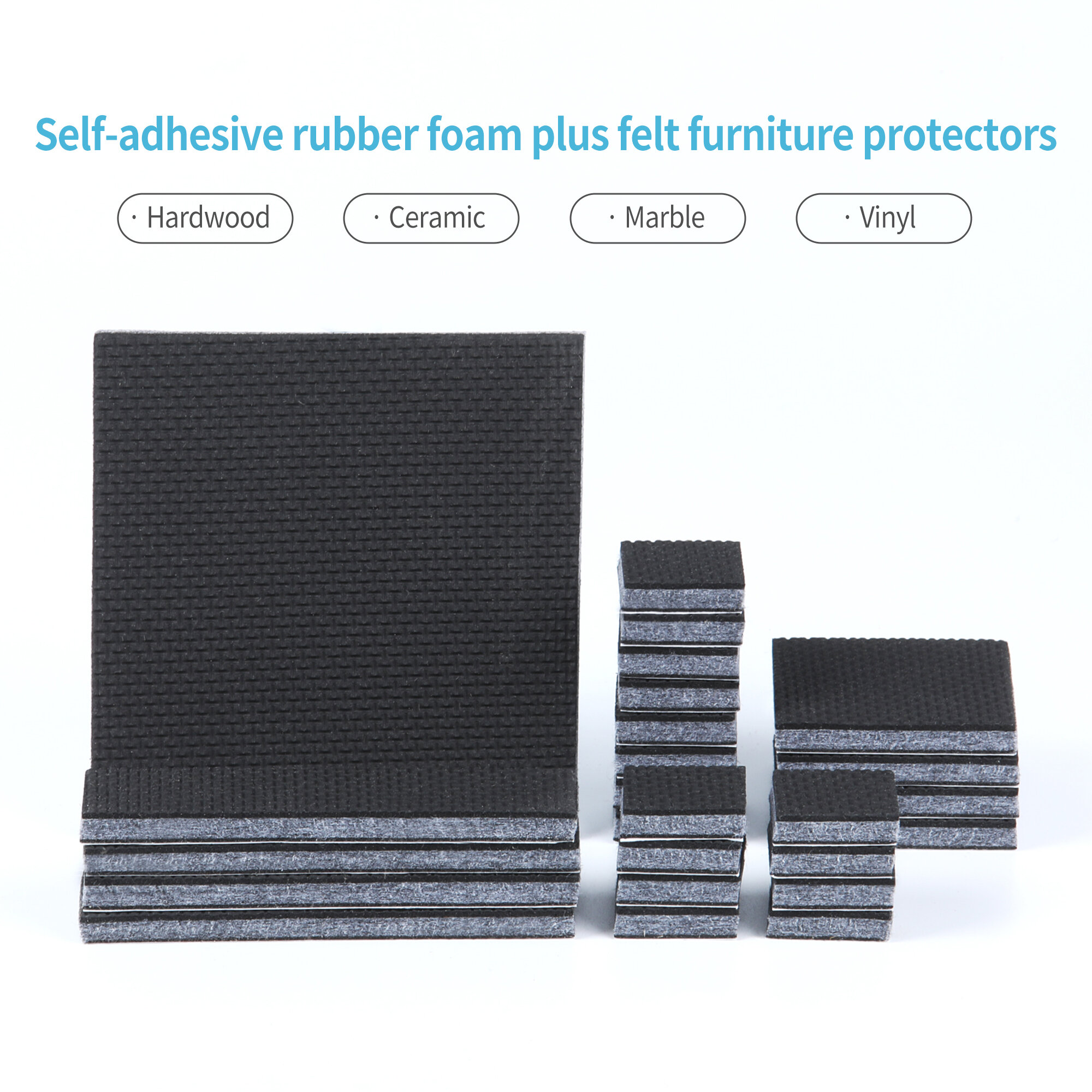 Details about   Furniture Pads Black Foam Self Adhesive for Table Legs Feet Back Floor Protector 