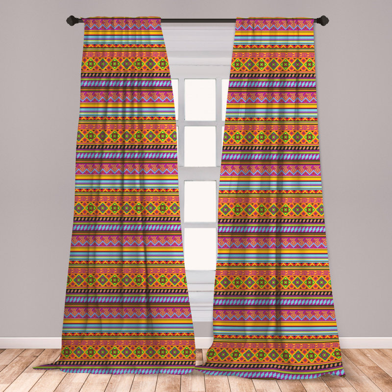 East Urban Home Ambesonne Mexican Curtains Folkloric Old Vintage