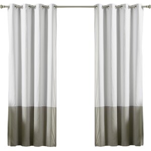 Color block Cotton Blend Striped Blackout Thermal Grommet Curtain Panels (Set of 2)